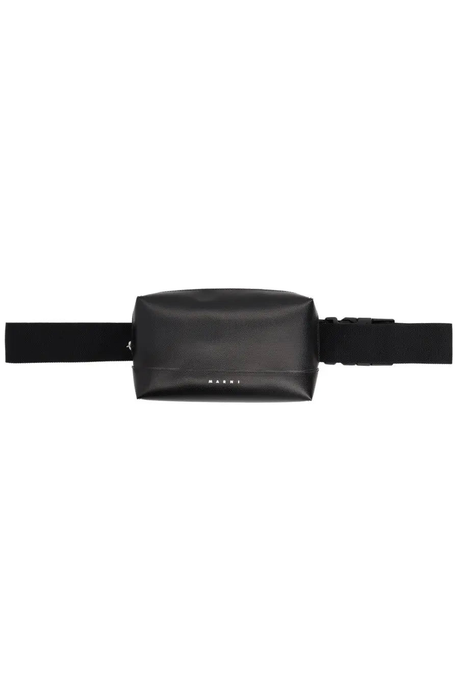 Black Marni men’s pouch with sleek minimalist design and smooth leather-like finish belt bag