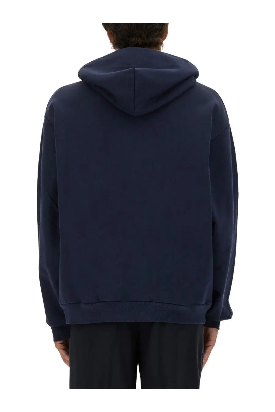 Marni men’s sweatshirt blue navy blue hooded relaxed fit with ribbed cuffs and hem for casual wear