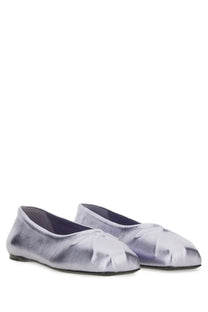 Marni women’s ballerina little bow purple flat shoes with silver metallic soft textured rounded toe design