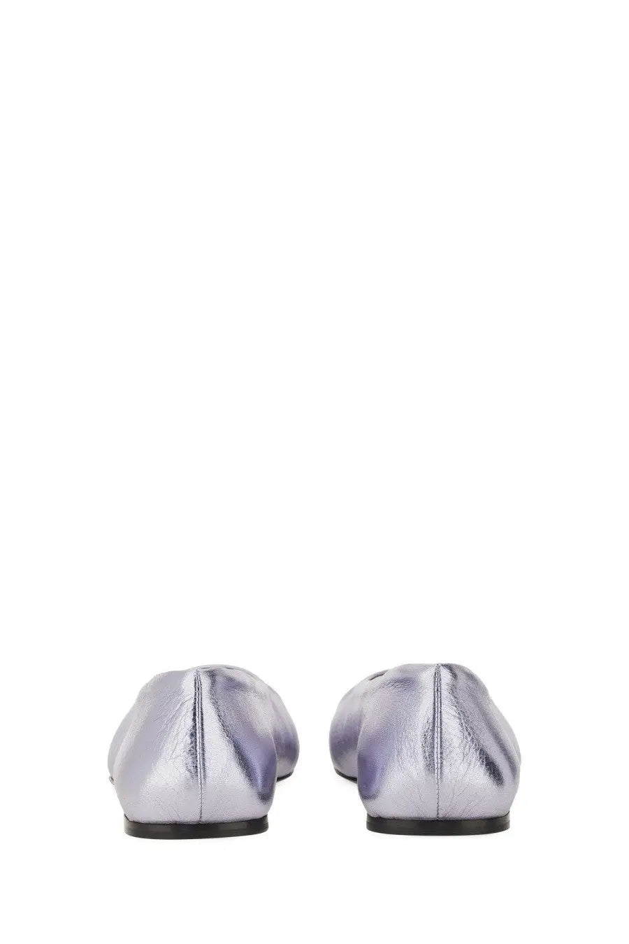 Marni womens ballerina little bow purple silver metallic flats with subtle gradient finish and black soles
