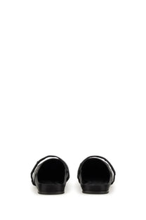 Marni women’s ballerina sabot little bow black leather slide sandals with sleek minimalist design and soft suede trim