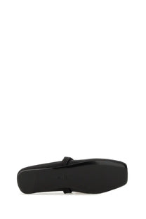 Marni women’s ballerina sabot little bow black flat shoe with square toe black patent leather and thin instep strap