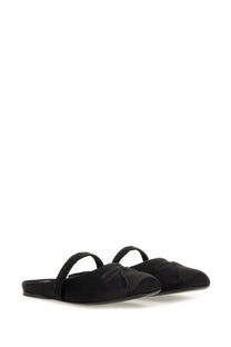 Marni women’s ballerina sabot little bow black satin slip-on mules with a delicate strap across the instep
