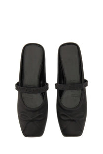 Marni women’s ballerina sabot little bow black satin black square-toe mary jane flats with bow detail