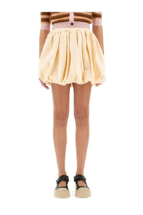 Marni women’s beige balloon skirt featuring a soft pale yellow puffed mini design with a gathered waistband