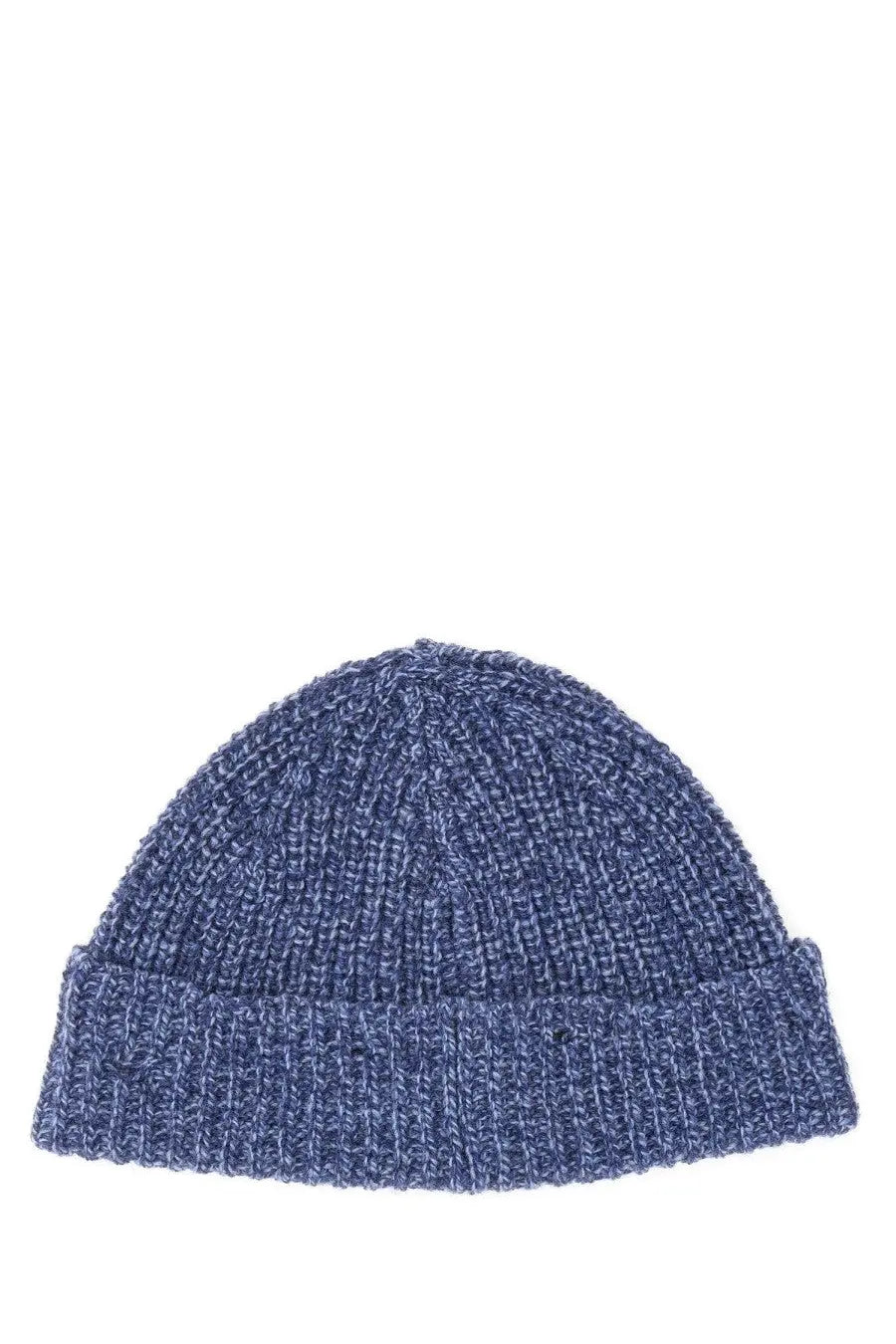 Marni women’s beanie hat blue navy ribbed knit knitwear with folded cuff for casual wear