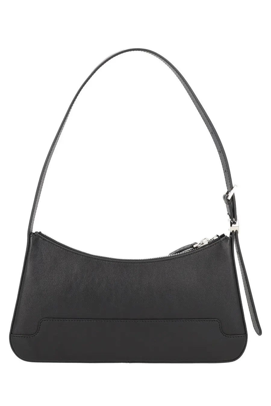 Marni women’s black leather shoulder bag with sleek minimalist design and silver-toned zipper hardware
