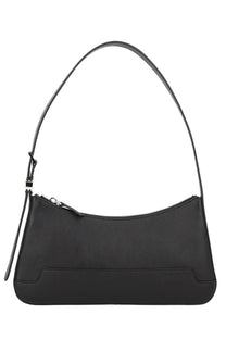 Marni women’s black leather shoulder bag with sleek minimalist design and silver-toned zipper hardware