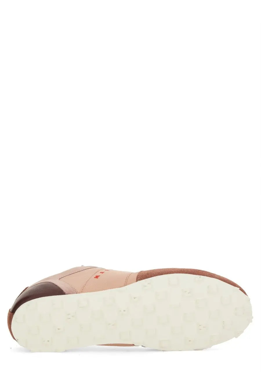 Marni women’s leather sneaker in beige and brown with a white rubber sole for casual wear