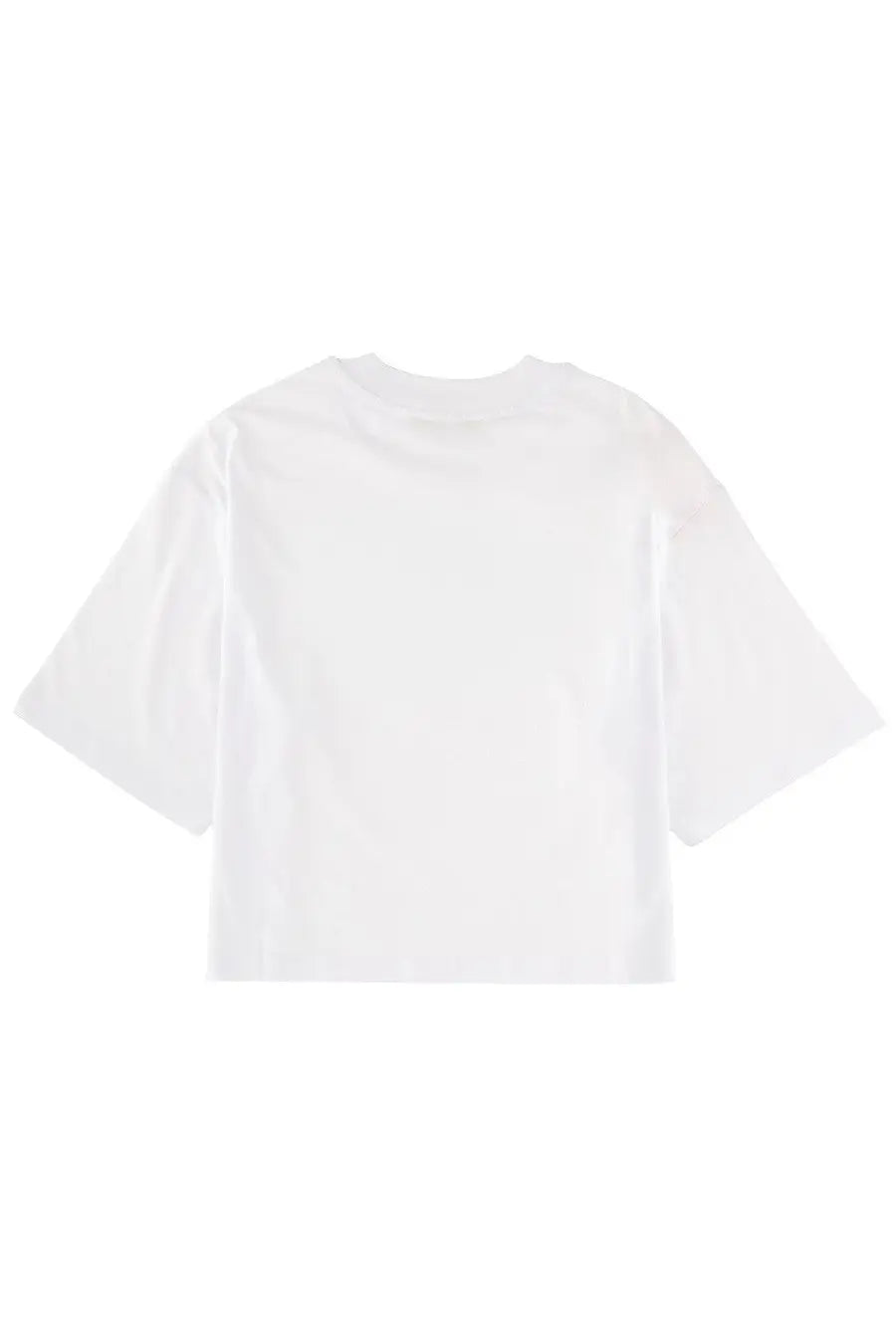 Marni women’s white cropped t-shirt with short sleeves and round neckline in lightweight cotton material