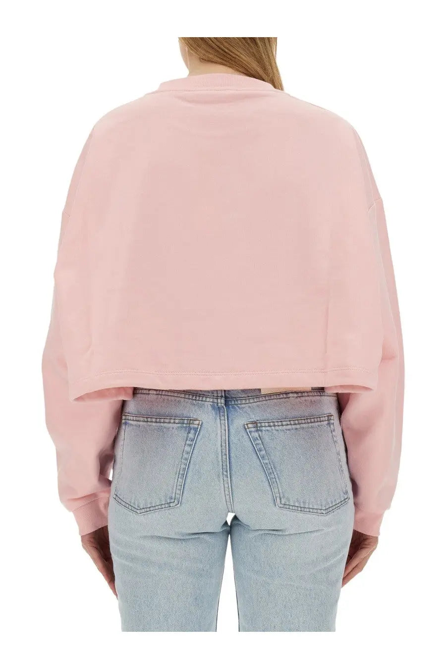 Marni women’s soft pink cropped sweatshirt with relaxed fit and ribbed cuffs for casual wear