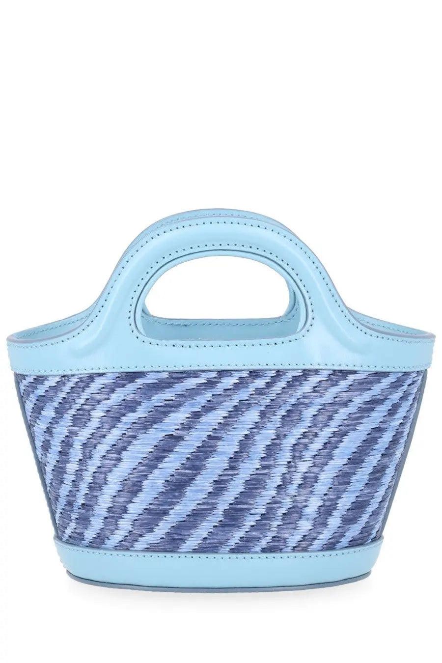 Marni women’s tropicalia light blue woven handbag with striped pattern and matching handles
