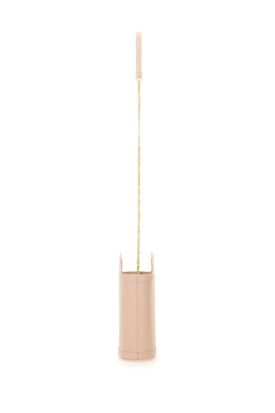 Marni women’s tropicalia nano bag blue shown as a sleek blush-pink leather crossbody with a slim gold chain strap