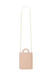 A blush-pink leather mini tote bag with gold chain strap and minimalist handle, Marni Women’s Tropicalia Nano Bag Blue