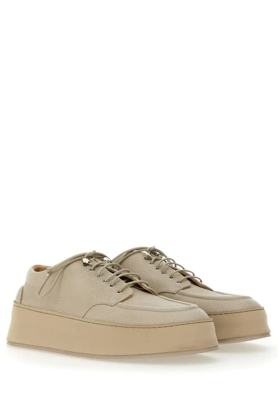 Marsell men’s derby cassapana beige platform lace-up sneakers with smooth leather upper and matching thick sole