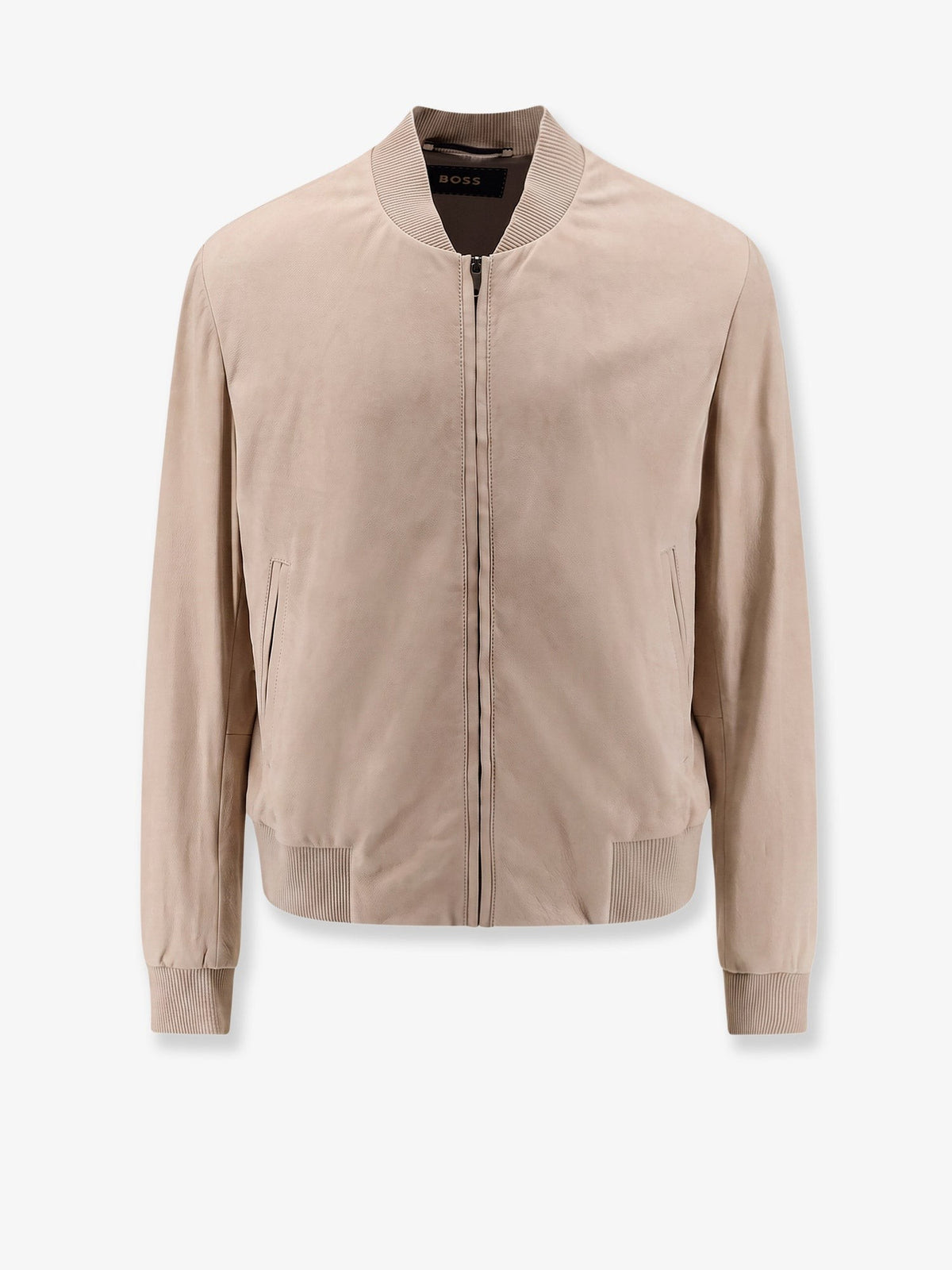 BOSS Men's Masic Leather Jacket Beige