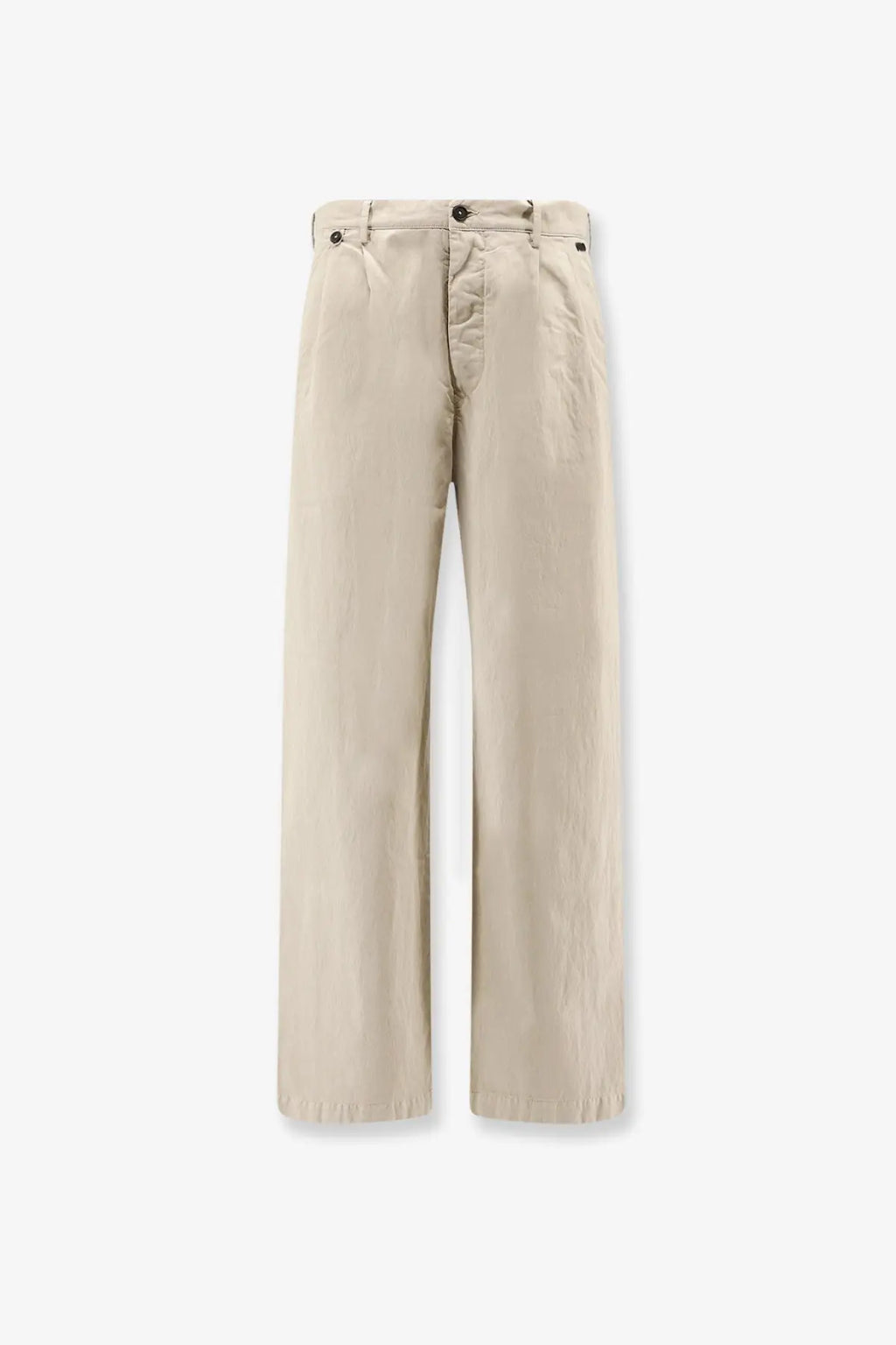 Beige cotton wide-leg trousers by Massimo Osti featuring a minimalist design with subtle stitching details