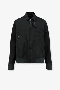 Massimo Osti men’s darkshadow black nylon bomber jacket with structured collar zipper closure and side pockets