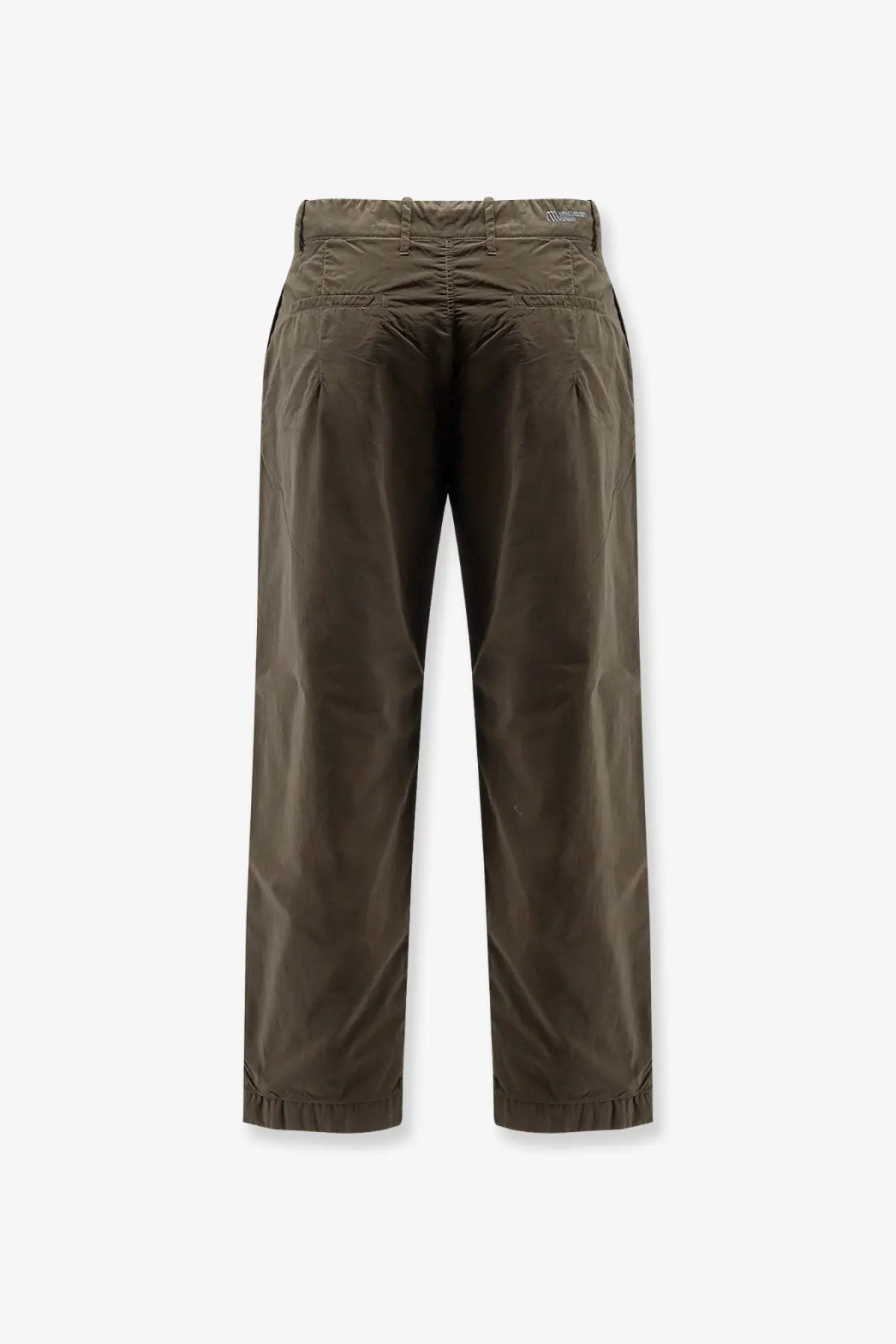 Olive green cotton chino pants with relaxed fit and elasticated cuffs in massimo osti men’s nylon trousers brown product