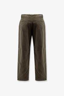Olive green cotton chino pants with relaxed fit and elasticated cuffs in massimo osti men’s nylon trousers brown product