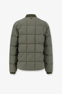 Massimo Osti men’s olive green quilted puffer jacket with ribbed collar and cuffs padded nylon brown jacket