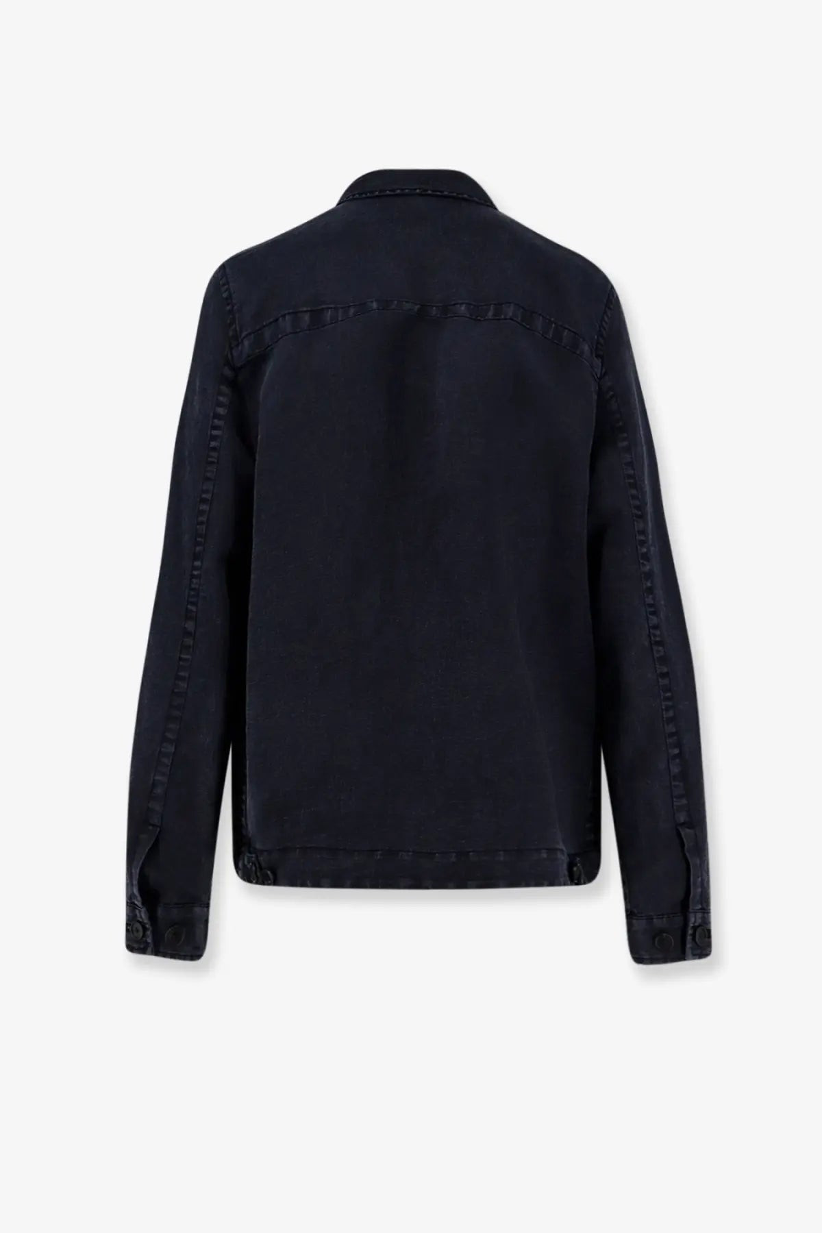 Massimo osti men’s black denim shirt jacket total eclipse with classic collar and stitched seams