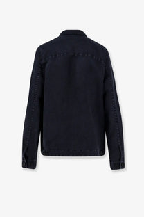 Massimo osti men’s black denim shirt jacket total eclipse with classic collar and stitched seams