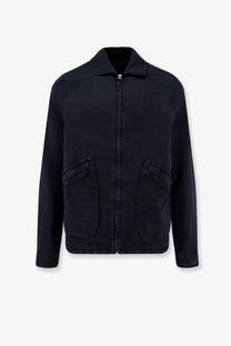 Massimo Osti men’s shirt jacket total eclipse black denim with collar front zipper and two large patch pockets