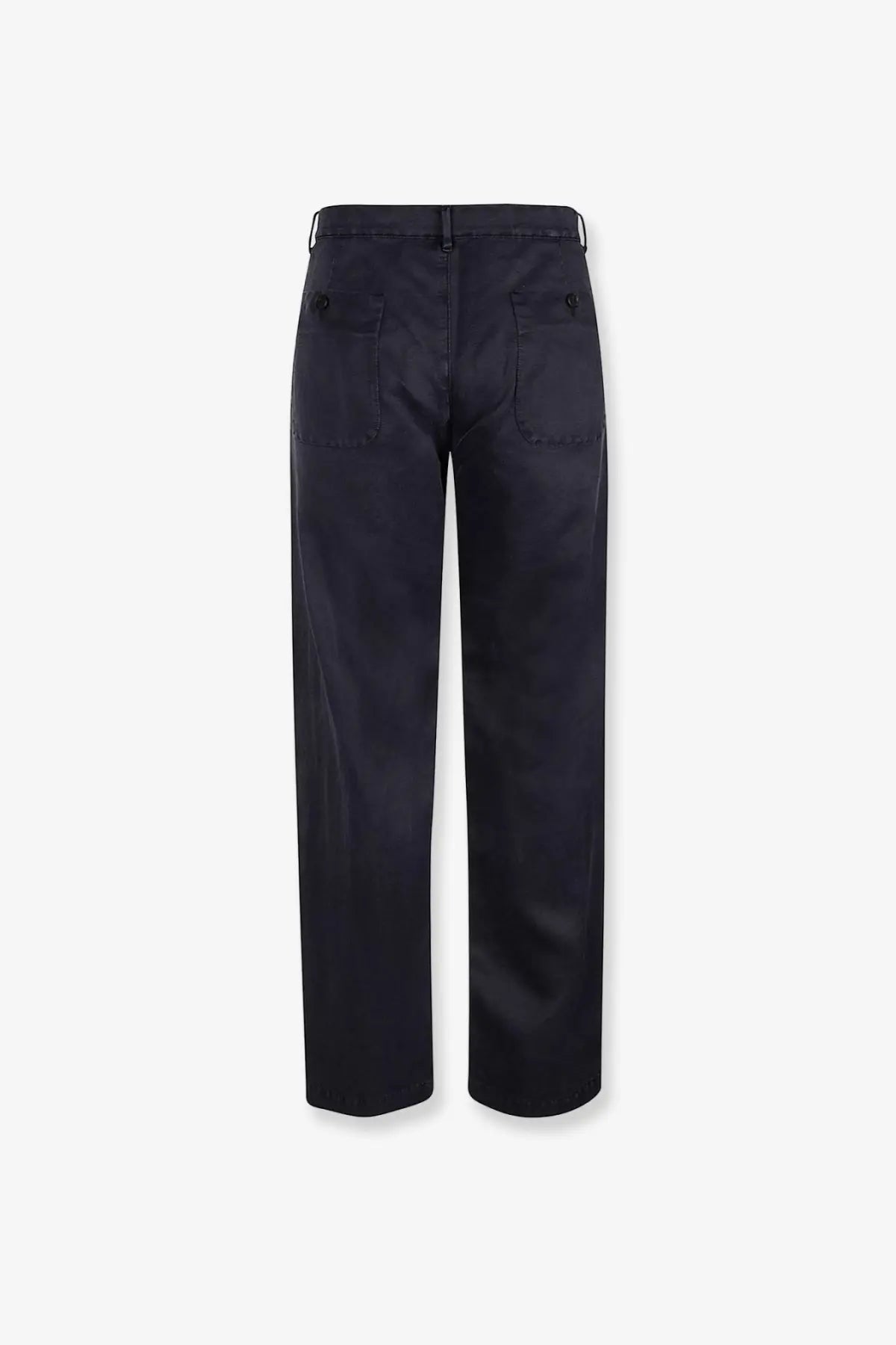 Dark navy massimo osti men’s silk blend straight-leg trousers with minimalist design and subtle stitching details