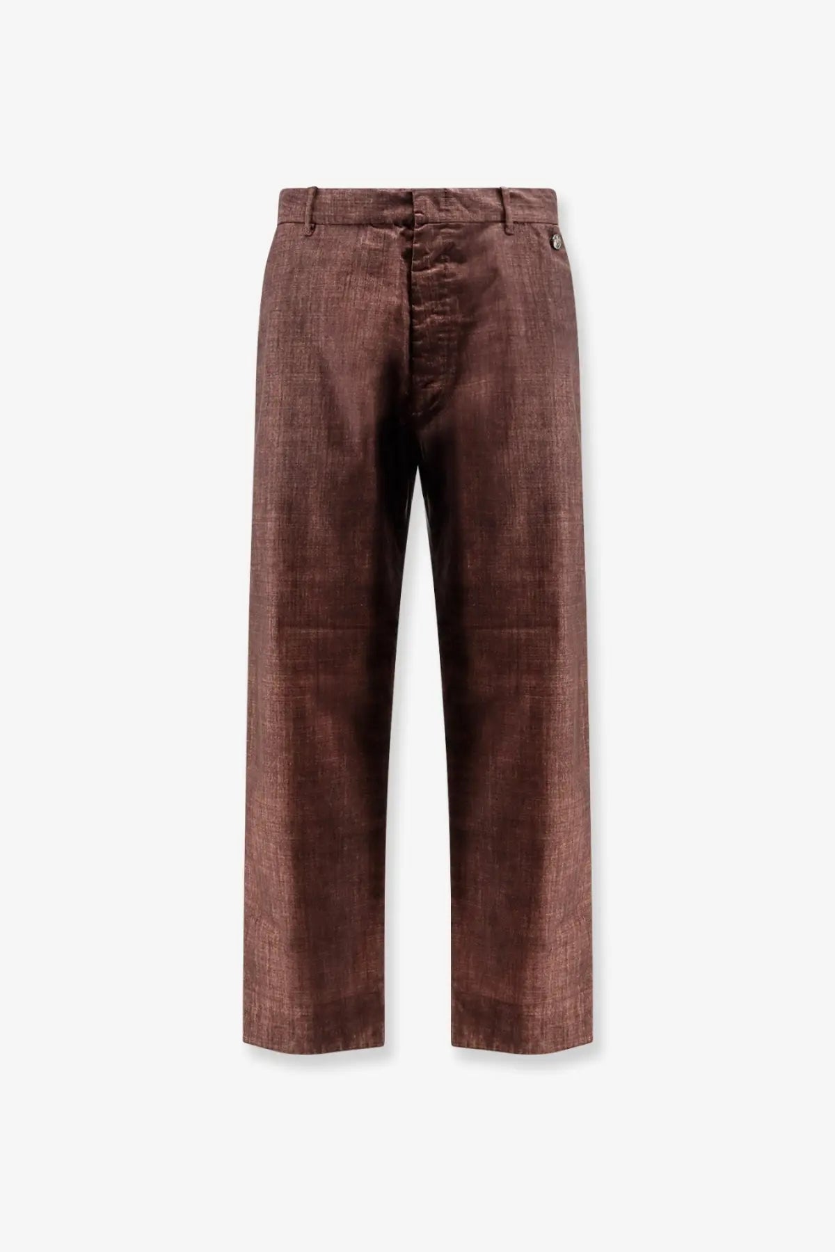 Massimo osti men’s brown wool gum trousers in corduroy with a subtle textured pattern and classic button fly