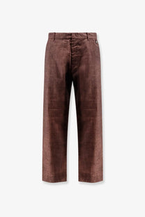 Massimo osti men’s brown wool gum trousers in corduroy with a subtle textured pattern and classic button fly