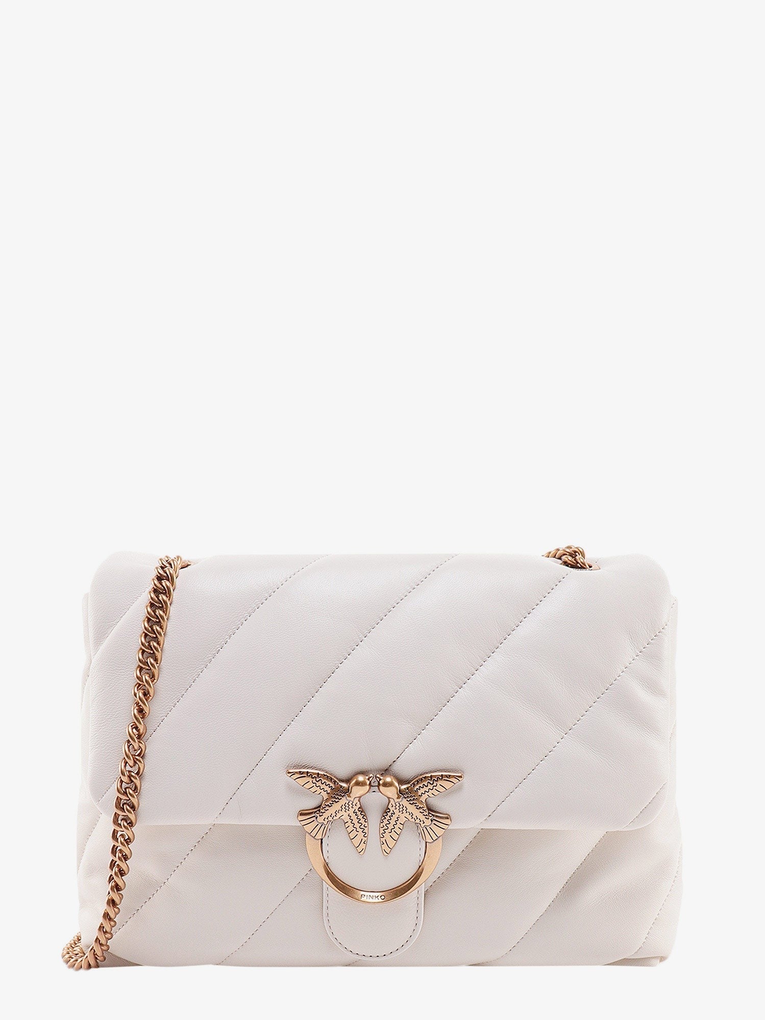 Pinko Women's Matelassé Leather Shoulder Bag White