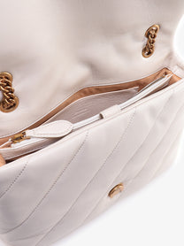 Pinko Women's Matelassé Leather Shoulder Bag White