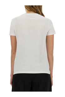 Max Mara women’s Acacia shirt white short-sleeved cotton t-shirt with crew neck and minimalist design