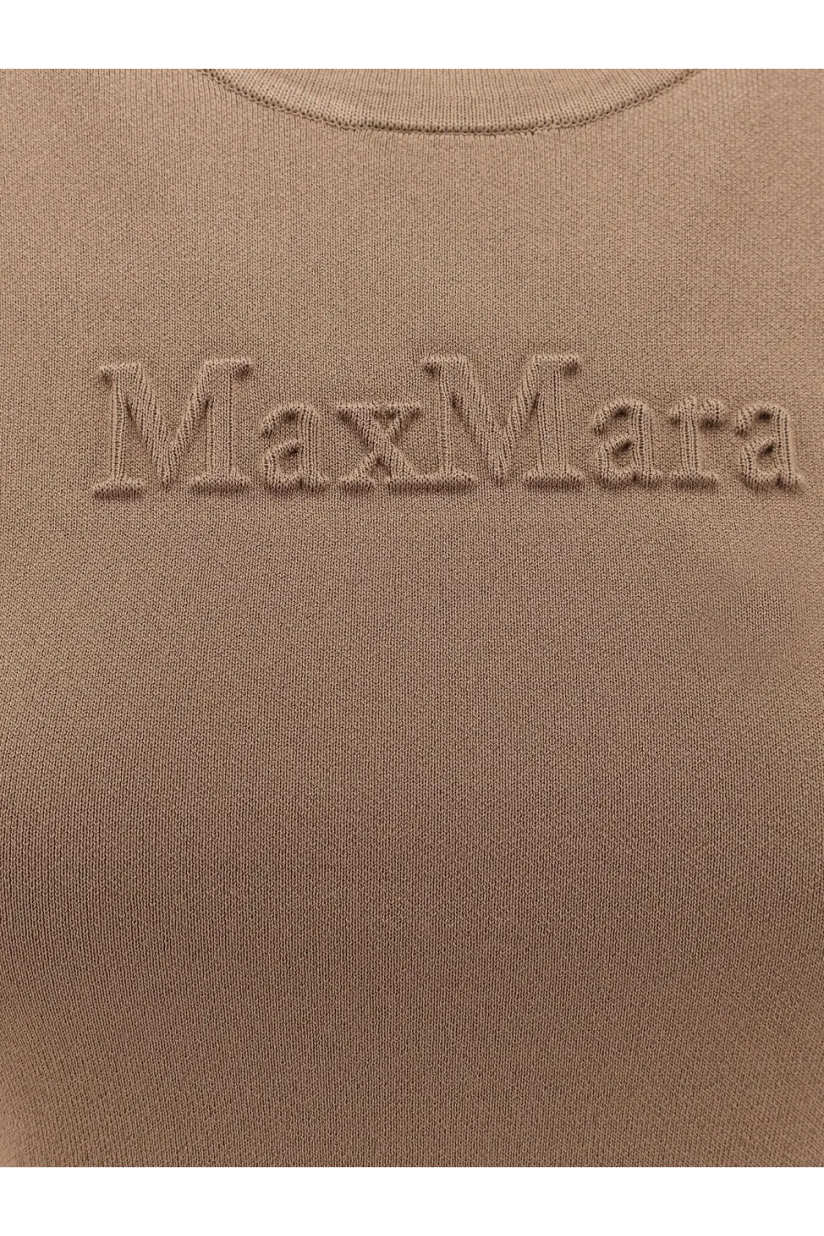 Tan maxmara sweatshirt in viscose blend with subtle embroidered logo in beige for women