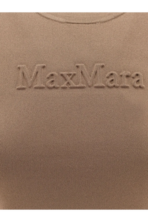 Tan maxmara sweatshirt in viscose blend with subtle embroidered logo in beige for women