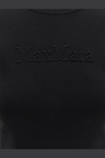 Black max mara women’s adelio viscose blend crewneck sweatshirt with subtle max mara embroidery across the chest