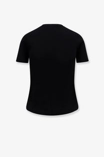 Max mara women’s adelio black short-sleeved shirt with crew neck made from viscose blend fabric