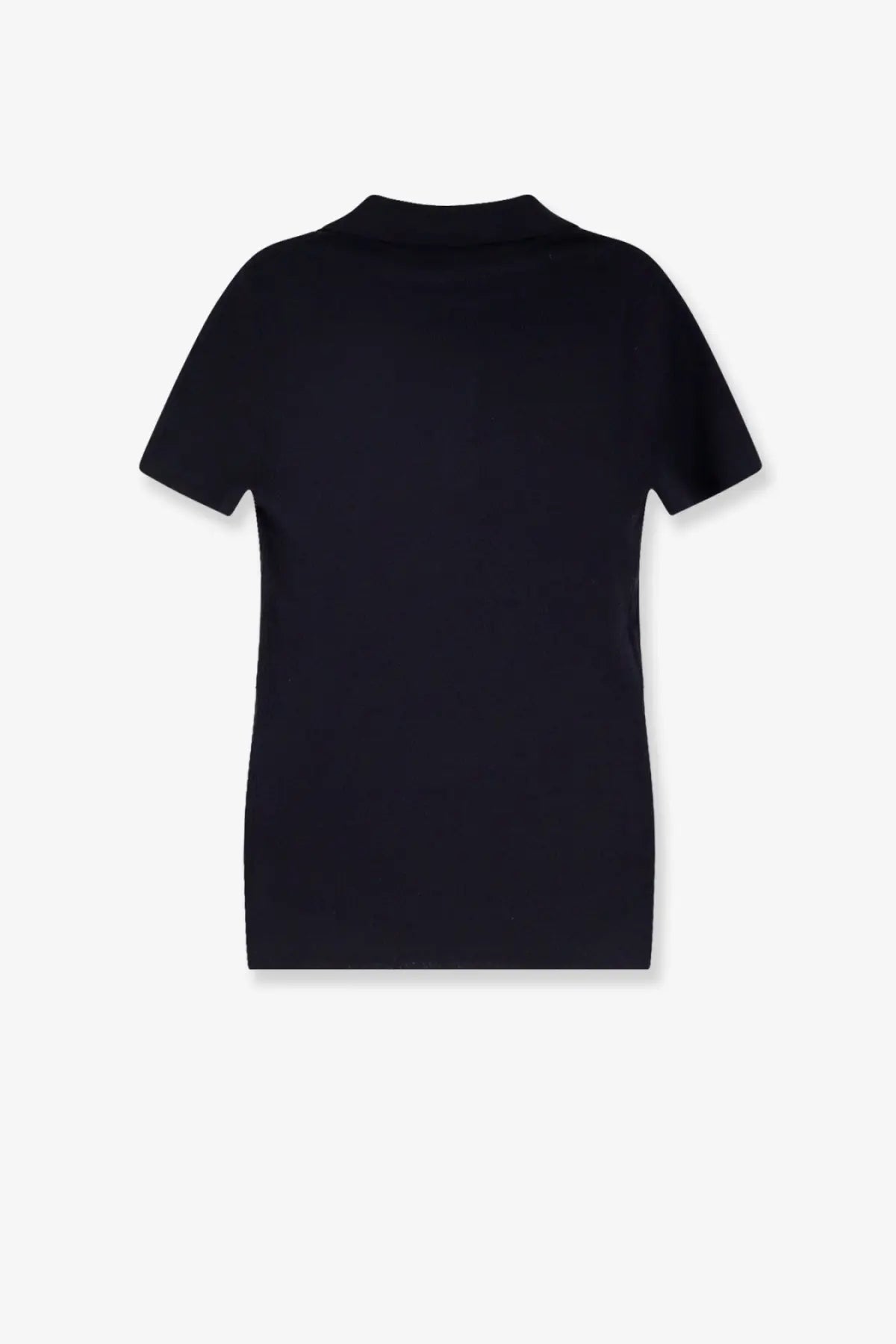 Black short-sleeved t-shirt with simple crew neck in max mara women’s albero virgin wool polo shirt blue product image