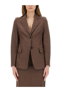 Max mara women’s ambush jacket brown structured blazer with subtle textured weave and two front flap pockets