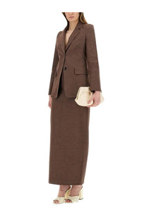 Brown wool-blend blazer with notched lapels and two front buttons from max mara women’s ambush jacket collection