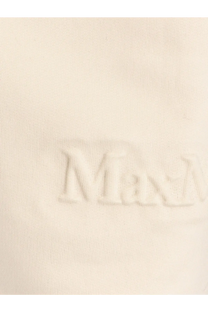 Cream-colored marni logo embroidered on soft fabric of max mara women’s argenta silk and cotton white sweatshirt