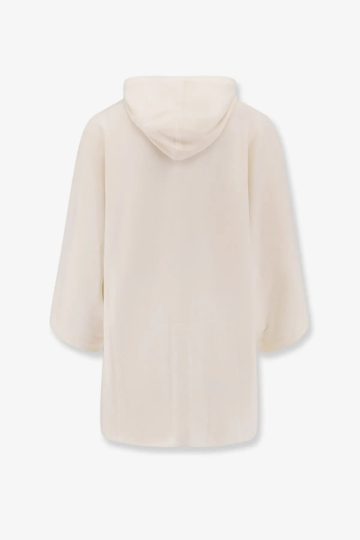 Max Mara women’s Aster virgin wool cardigan white cream-colored soft hooded coat with relaxed fit and three-quarter sleeves
