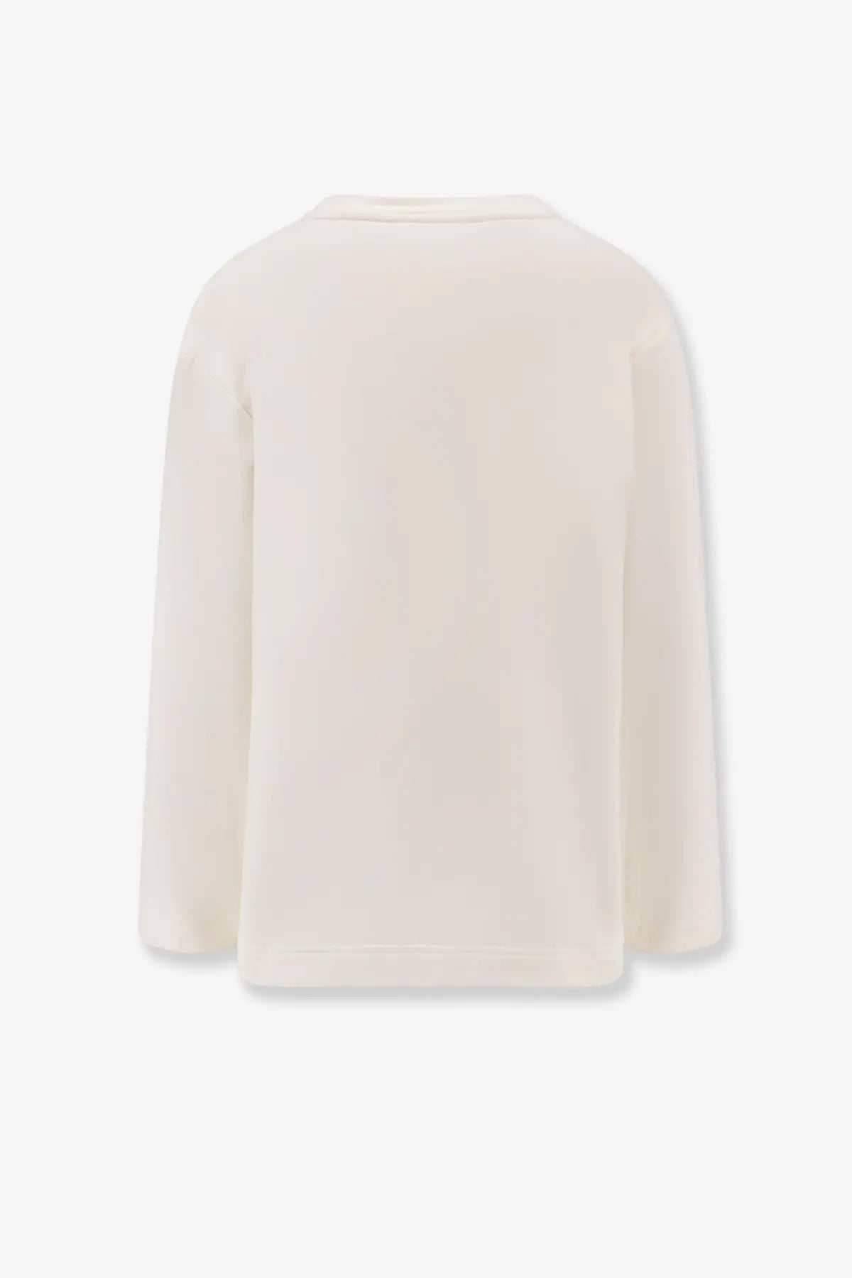 Max Mara women’s Berma cream-colored long-sleeved cotton and silk top with soft fabric and crew neckline