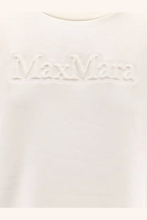 White max mara logo embroidered on soft smooth cotton and silk fabric of womens berma sweatshirt white