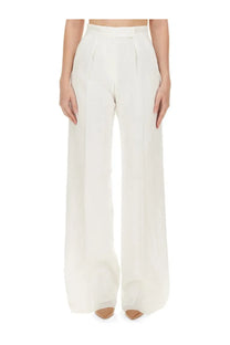 Max Mara women’s bridal Larynx pants in cream high-waisted wide-leg tailored design perfect for formal occasions