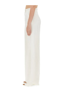 Max Mara women’s bridal larynx white high-waisted wide-leg trousers in smooth flowing fabric
