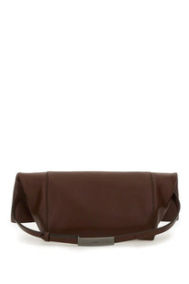 Max mara women’s clutch clasp medium brown is a brown leather crossbody bag with a sleek minimalist design and metallic clasp