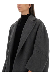 Max Mara women’s coat Asburg grey structured charcoal gray wool blend double-breasted with notched lapels