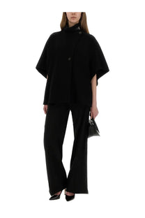 Max mara women’s black wool cape coat derrik with a high collar and two front buttons
